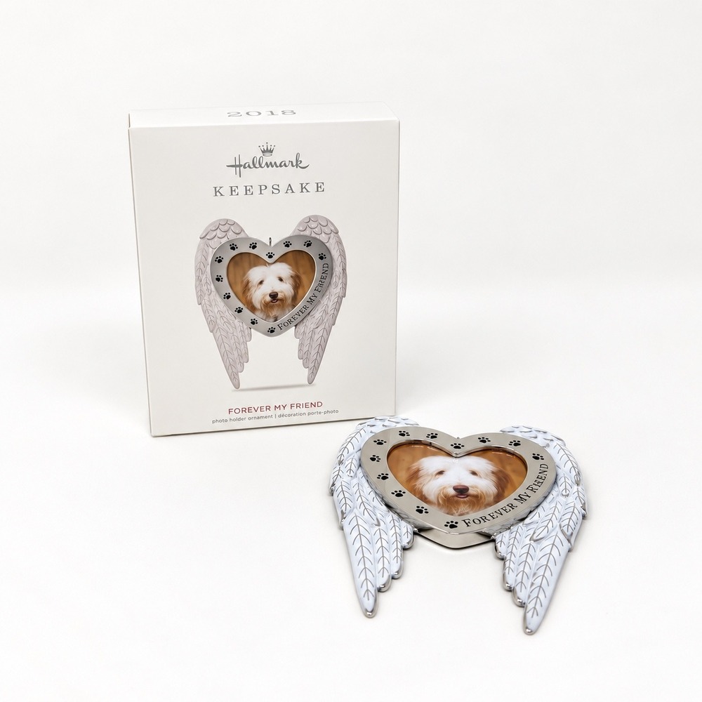 Hallmark Keepsake 2018 Forever My Friend Dog Photo Holder Angel Wings Ornament